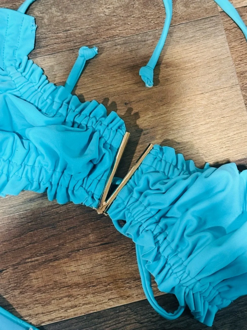 Turquoise Ruffle Bikini Set - Picture 2 of 3